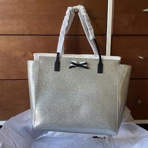 NWT Kate Spade mavis street taden silver glitter tote
